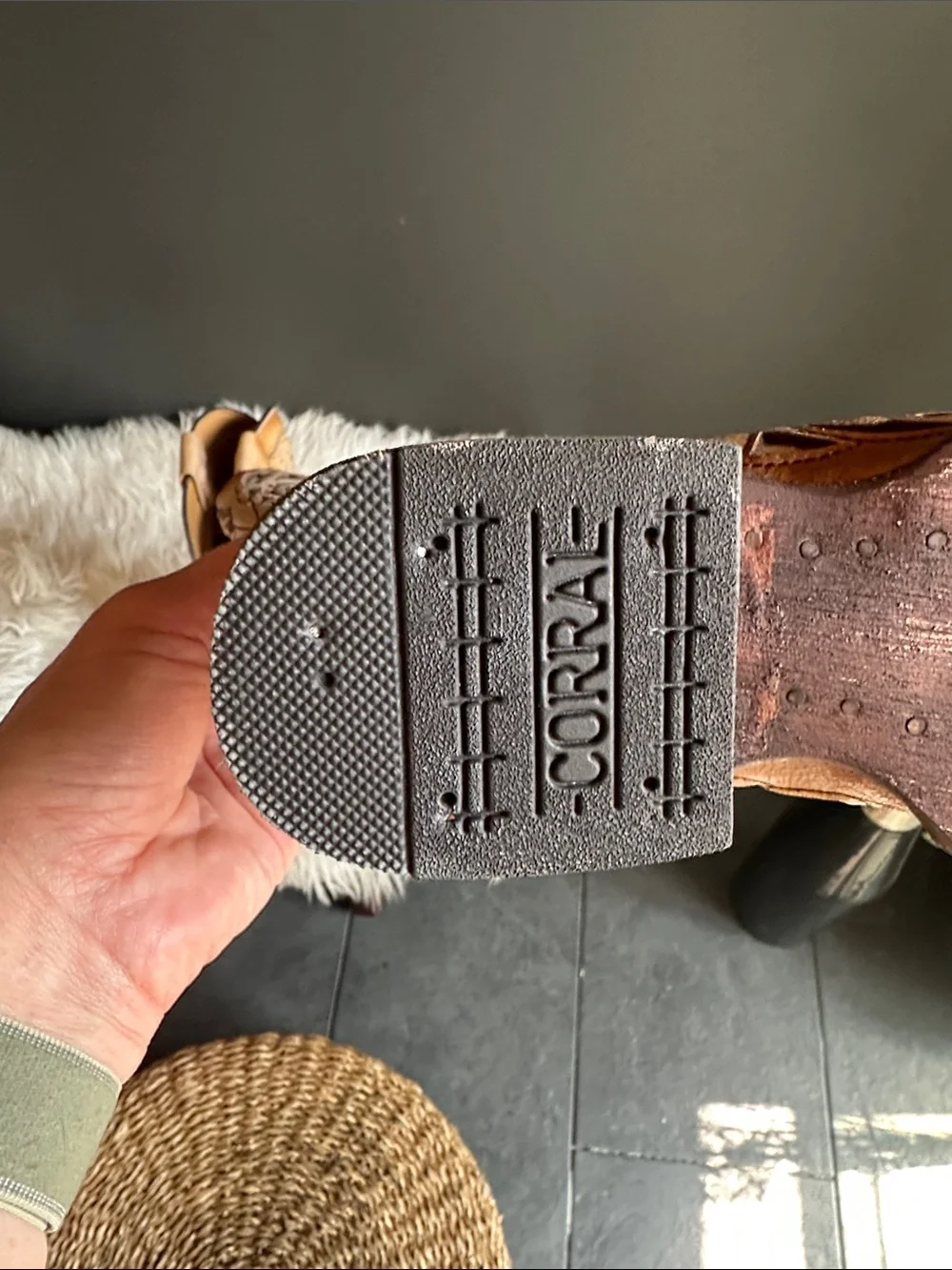 Corral Tan Leather Kids Western Boots with Decorative Cutouts Nv been worn!